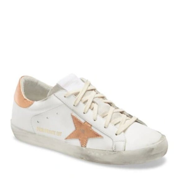 Golden Goose Super-Star Low Top Sneaker Optic White/Peach Pink Size 10 US/40 EU - Picture 1 of 10